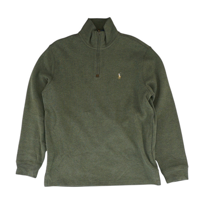 Green Solid 1/4 Zip Pullover