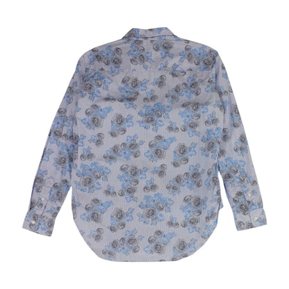 Blue Floral Long Sleeve Button Down