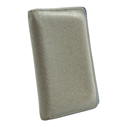 Gray Taiga Leather Pocket Organizer with Blue Interior