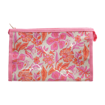 Pink Floral Makeup Bag