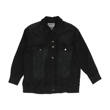 Black Solid Denim Jacket