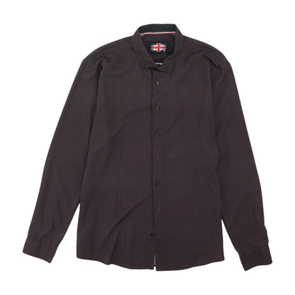 Navy Striped Long Sleeve Button Down