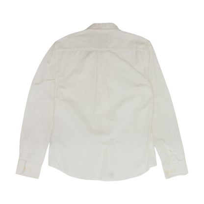 White Solid Long Sleeve Button Down