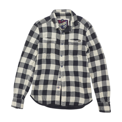 Gray Plaid Flannel Button Down