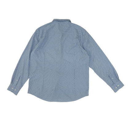 Blue Geometric Long Sleeve Button Down