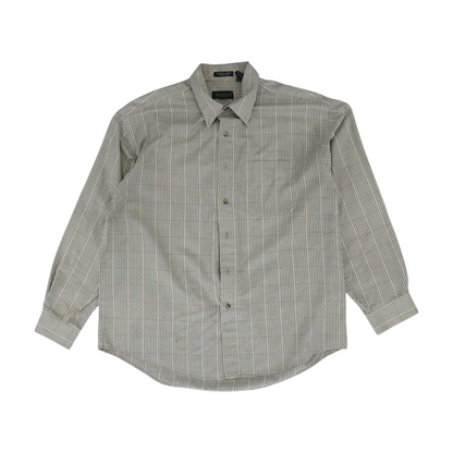 Tan Check Long Sleeve Button Down