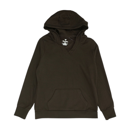 Brown Solid Hoodie Pullover
