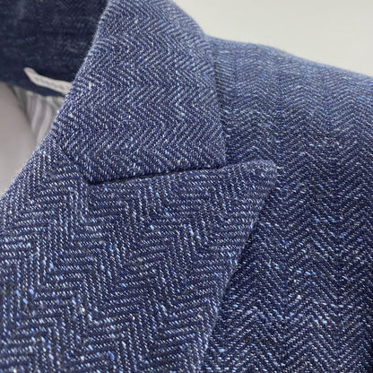 Navy Empire Herringbone Wool Blend Dickey Jacket