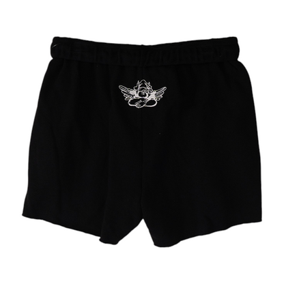 Black Solid Knit Shorts