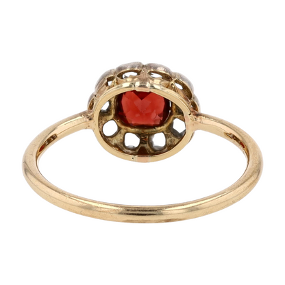 10K Two-Tone Gold Red Stone Fashion Ring