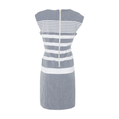 Gray Striped Midi Dress