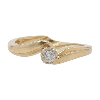 14K Gold Round Solitaire Diamond Bypass Engagement Ring