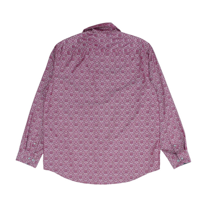 Red Print Long Sleeve Button Down