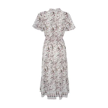 Beige Floral Midi Dress