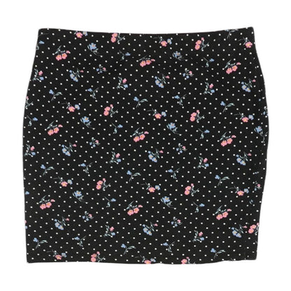 Black Floral Mini Skirt