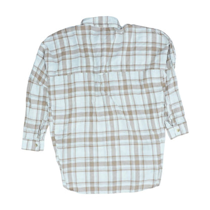 Beige Plaid Flannel Button Down
