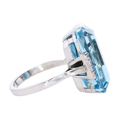 14K White Gold Aquamarine Statement Ring