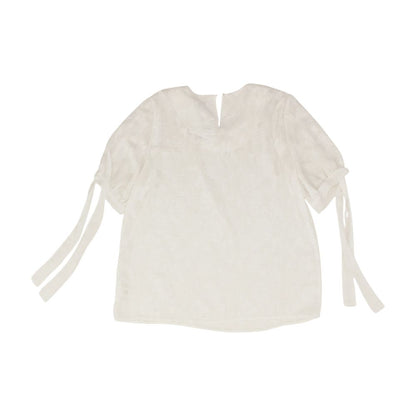 White Floral Short Sleeve Blouse