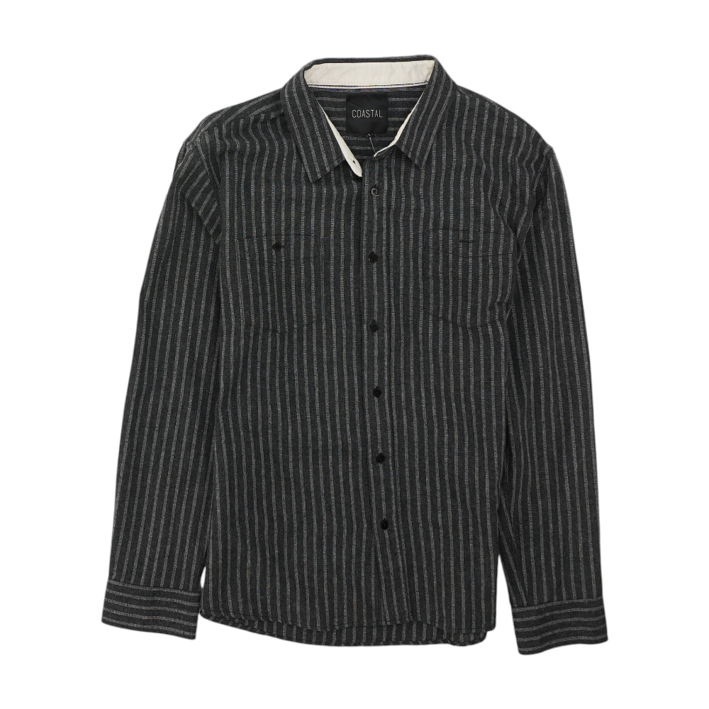 Gray Striped Flannel Button Down