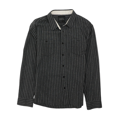 Gray Striped Flannel Button Down