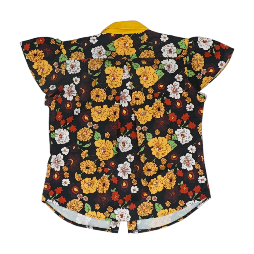 Black Floral Button Down