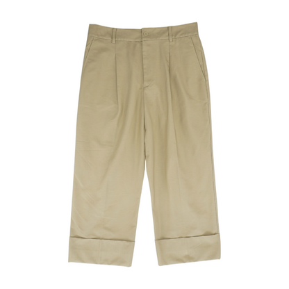 Khaki Solid Chino Capris