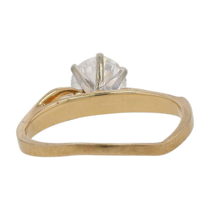 9/10 Ct 14K Gold Round Center Diamond Engagement Ring