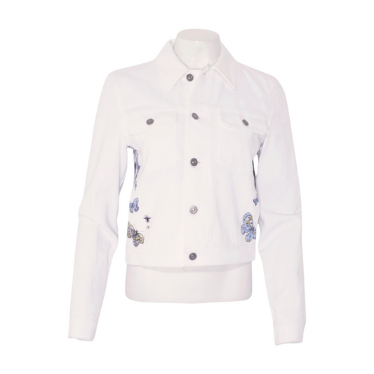 2024 Around the World Butterfly White Denim Jacket