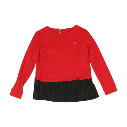 Red Color Block Long Sleeve Blouse