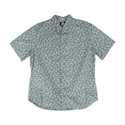 Blue Floral Short Sleeve Button Down