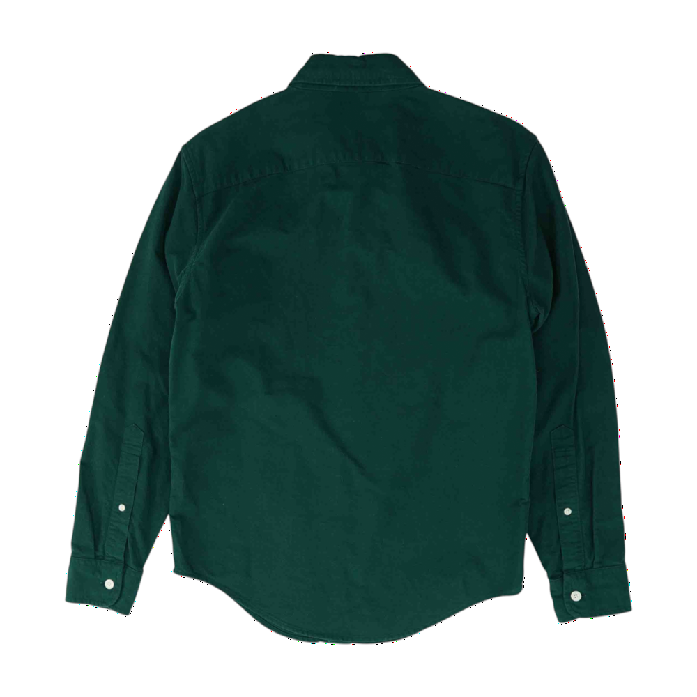 Green Solid Long Sleeve Button Down