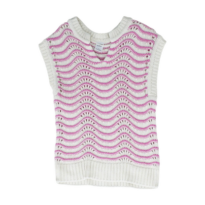 Cream Striped Vest Sweater
