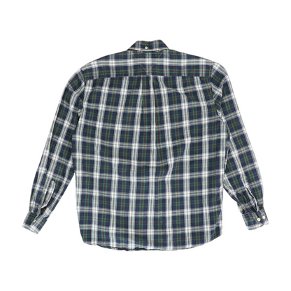 Navy Plaid Long Sleeve Button Down