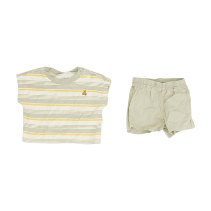 Gray Striped Sleeveless Set