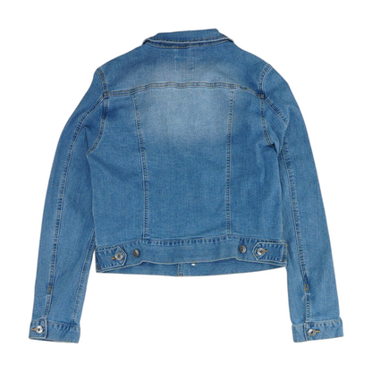 Blue Solid Denim Jacket