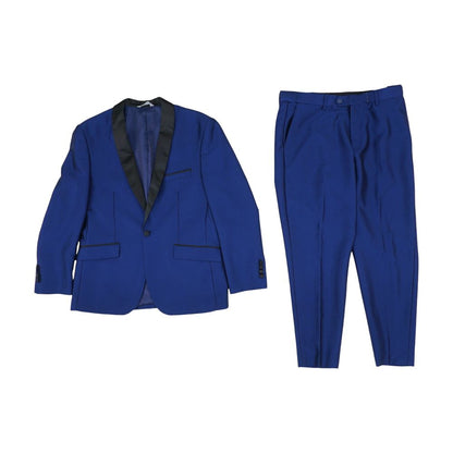 Blue Solid 2pc Suit