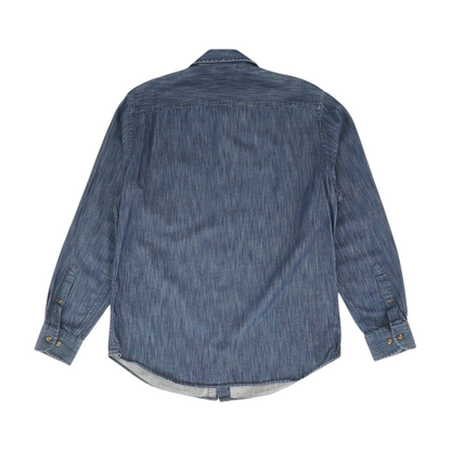 Blue Solid Long Sleeve Button Down