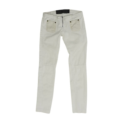 White Low Rise Slim Leg Jeans