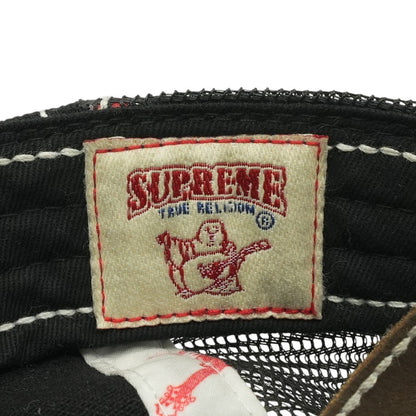 Distressed Black Supreme X True Religion 6-Panel Ball Cap