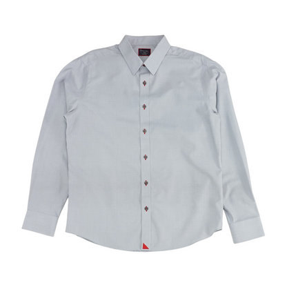 Blue Solid Long Sleeve Button Down