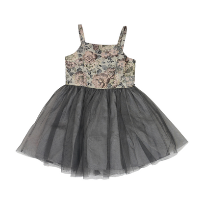 Gray Floral Formal Dress