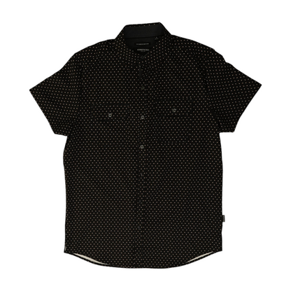 Black Geometric Short Sleeve Button Down