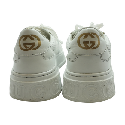 White GG Embossed Leather Sneakers