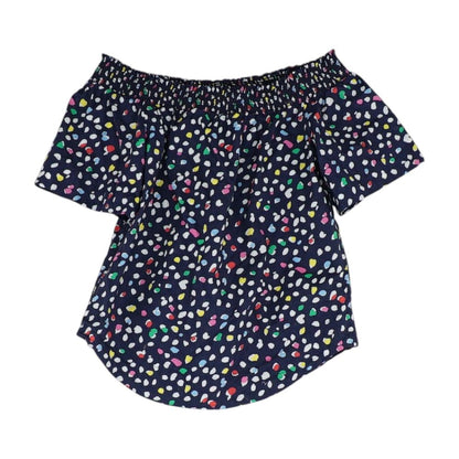 Navy Polka Dot Short Sleeve Blouse