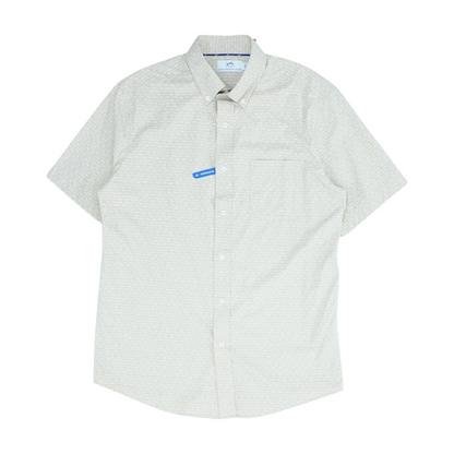 Tan Print Short Sleeve Button Down