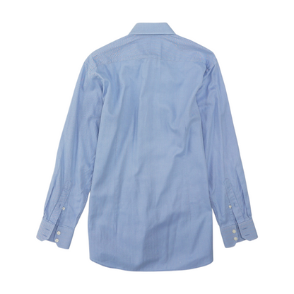 Blue Herringbone Long Sleeve Button Down