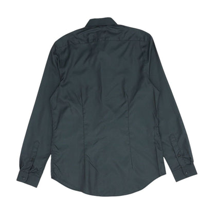 Black Solid Long Sleeve Button Down