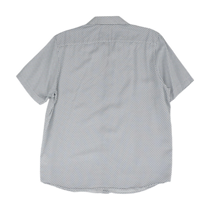 Blue Geometric Short Sleeve Button Down