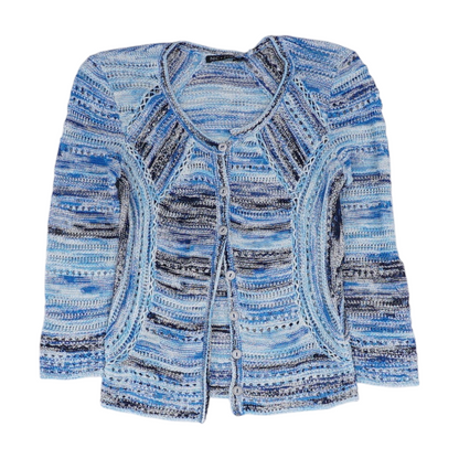 Blue Striped Cardigan Sweater