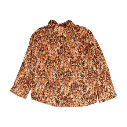 Orange Animal Print Button Down